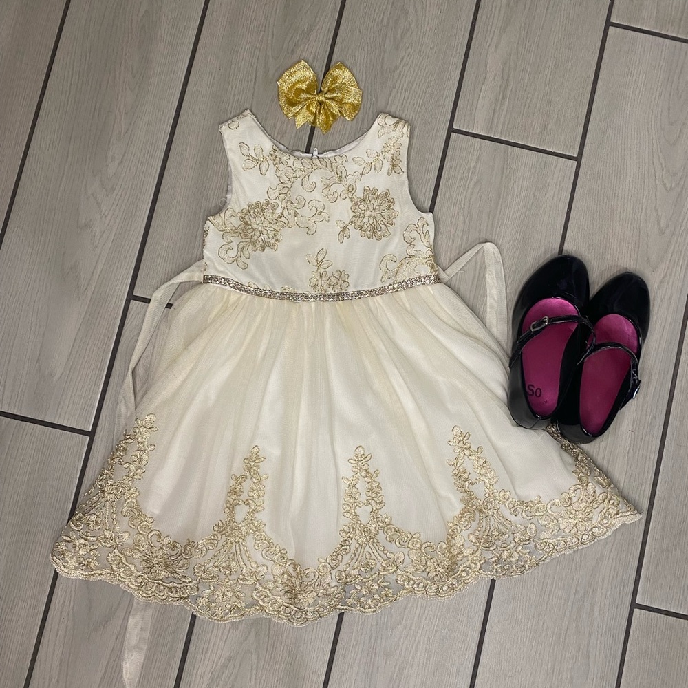 Cream and Gold Christmas dress